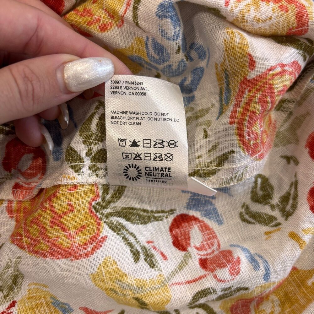 Reformation Anneliese Linen Dress Fruit Cocktail Open Back Puff Sleeve Midi Sz 4 - Picture 9 of 9